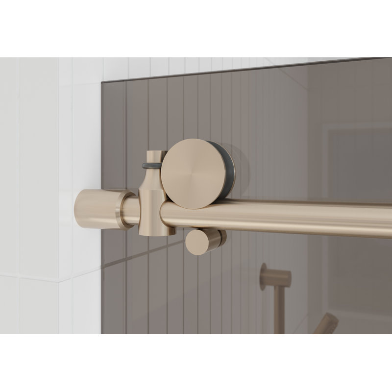 Equinox 56 - 60 in. x 78 in. Fully Frameless Gray Tinted Sliding Shower Door, Brushed Bronze