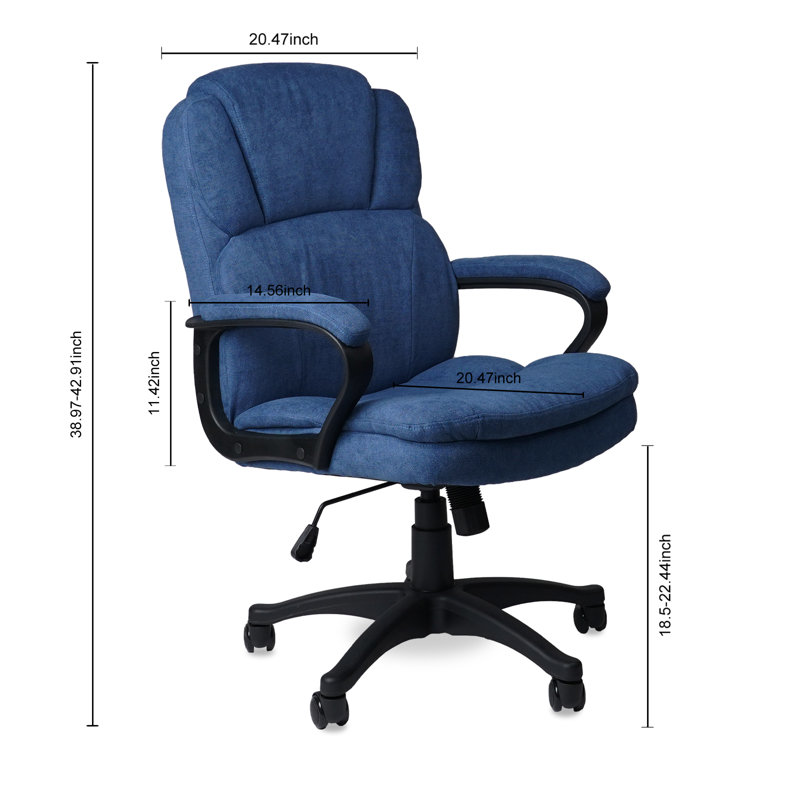 Chaise de bureau ergonomique rembourrée bleu, Bleu