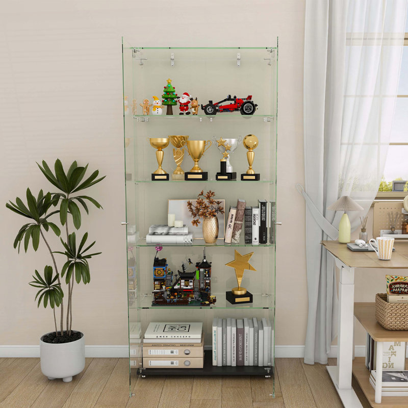 Vitrine à 4 niveaux en verre avec modes DEL dynamiques et verre trempé