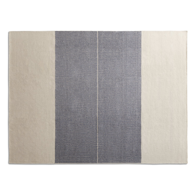 Light Between Wool Striped Area Rug in Natural/Gray, Rectangle 9' x 12'