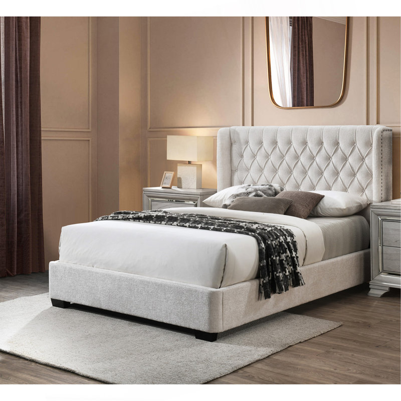 Tête de lit tapissier 1pc, Gris clair, Très grand lit
