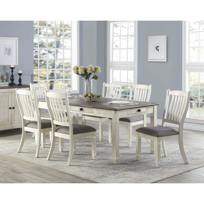 Antique White Finish Dining 7Pc Set Table