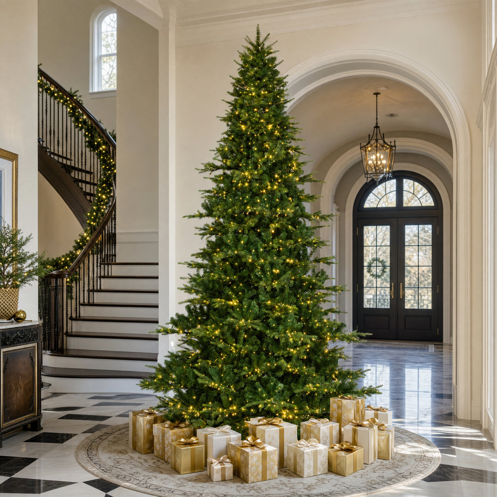 Vibrant Evergreen Fir Pre-Lit Green Full Fir Artificial Christmas Tree with Lights, 11' H