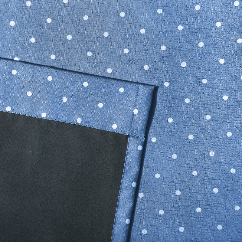 Panneau de rideau occultant et isolant avec passe-tringle à pois Max, Bleu, L 52 po x L 63 po