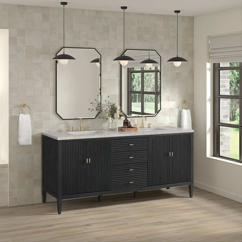 Myrrin 72'' W Double Vanity, Eternal Jasmine Pearl, Carbon Oak
