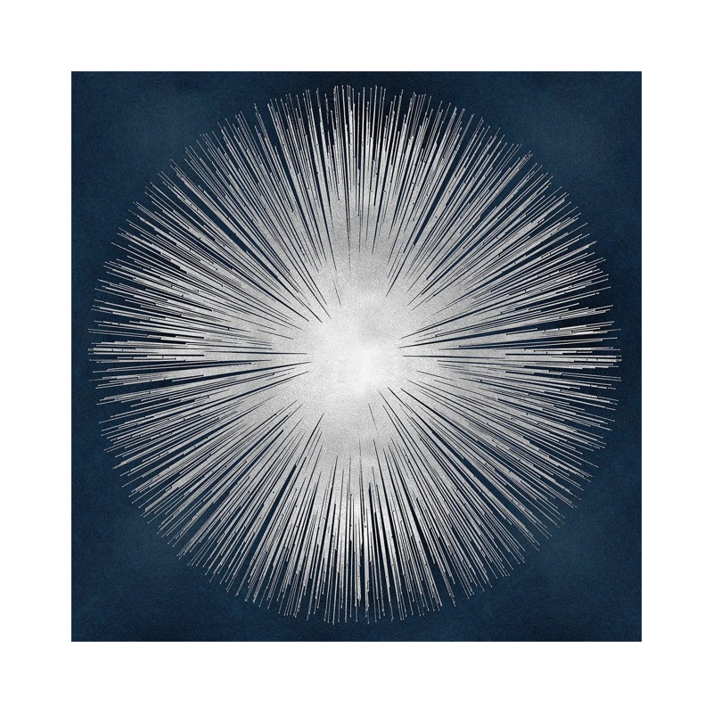 Silver Sunburst On Blue I by Abby Young - Wrapped Canvas Gallery-Wrapped Canvas Giclée, Dark Blue