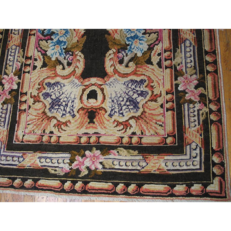 Tapis noir en laine nouée 1760s