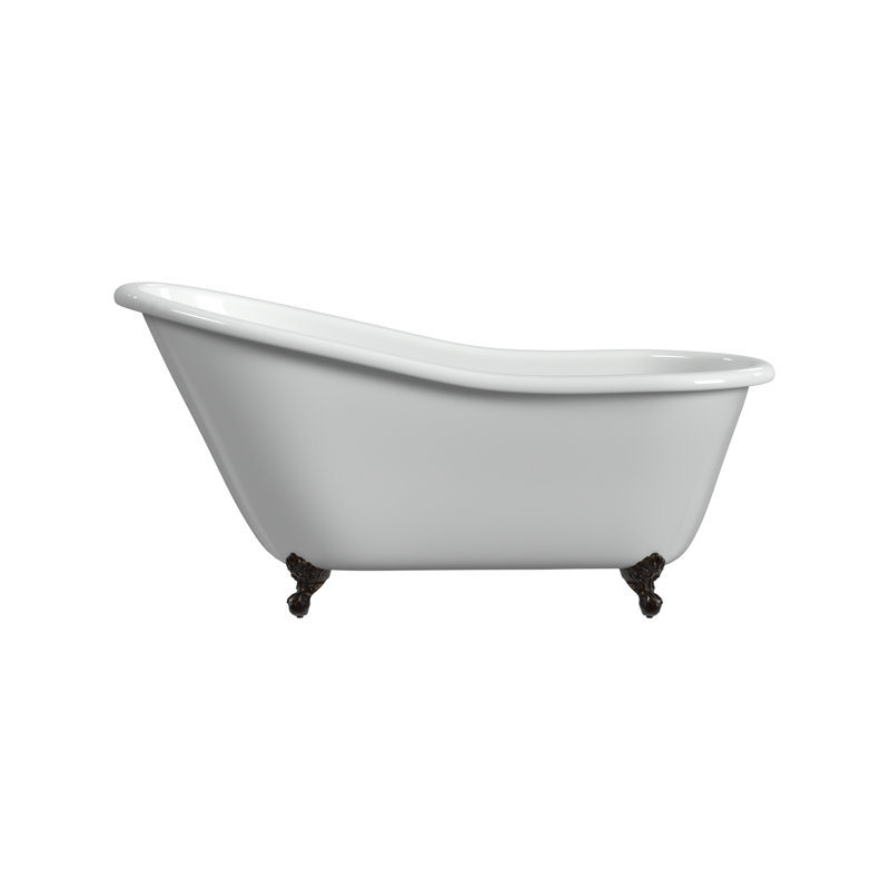 Jazma 61'' x 30'' Soaking Cast Iron Bathtub, Antique Bronze, White Interior with White Exterior
