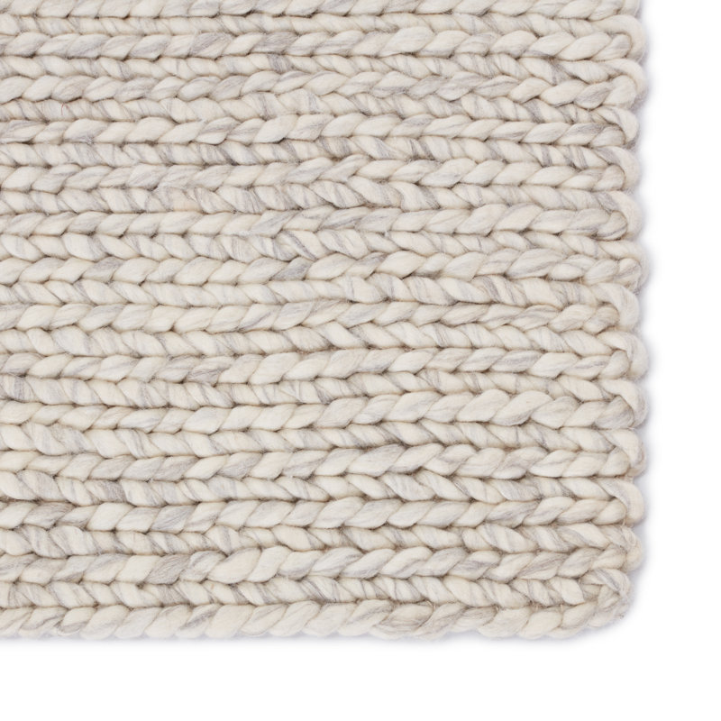 Scandinavia Dula Wool Area Rug in Pristine/Silver Filigree, Rectangle 5' x 8'