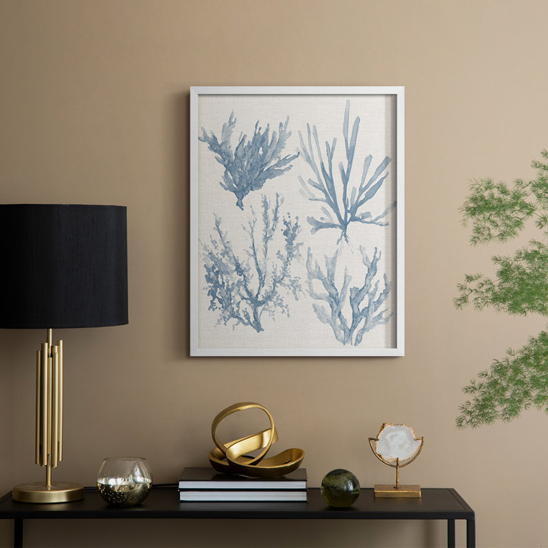 «Sea Coral Collection I», reproduction encadrée - bois massif, H 30 po x l 24 po, Blanc