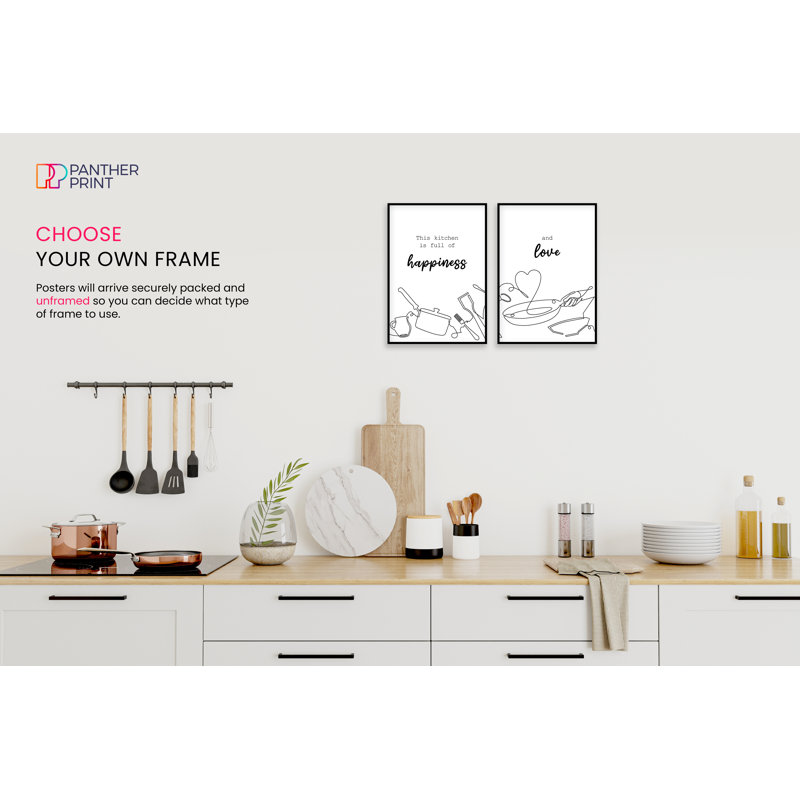 This Kitchen Is Full Of Happiness And Love - 2 Piece No Frame Print Set, 42cm H x 29.7cm W