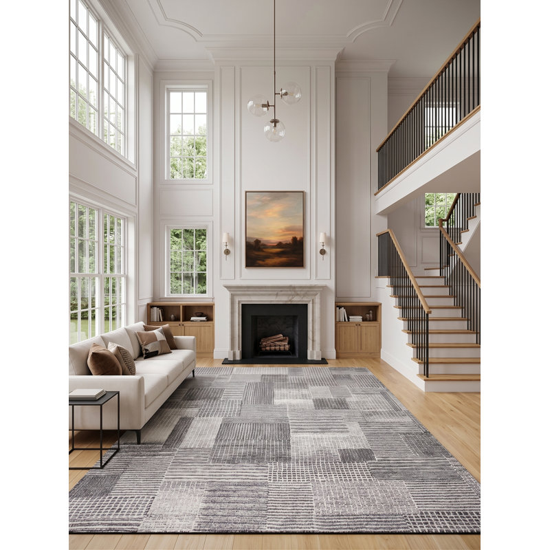 Zahi Hand Tufted Abstract Area Rug in Gray/Black/Ivory, Rectangle 12' x 15'