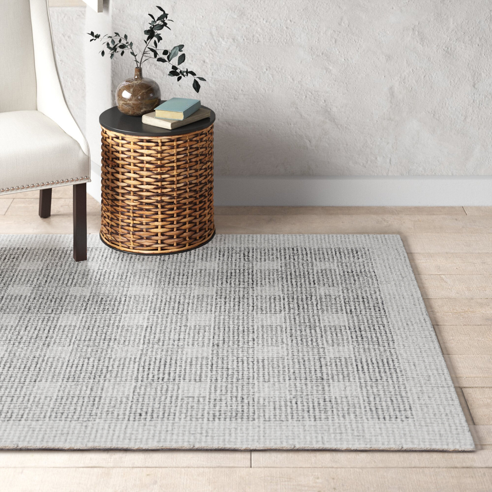 Holland Gray Hand-Tufted Geometric Wool Rug, Rectangle 5'x7'6"