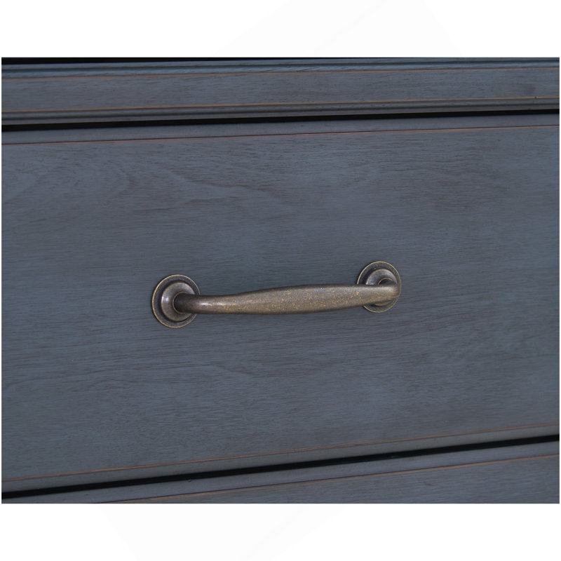 Commode 9 tiroirs, aucun assemblage requis, finition bleue en velours côtelé