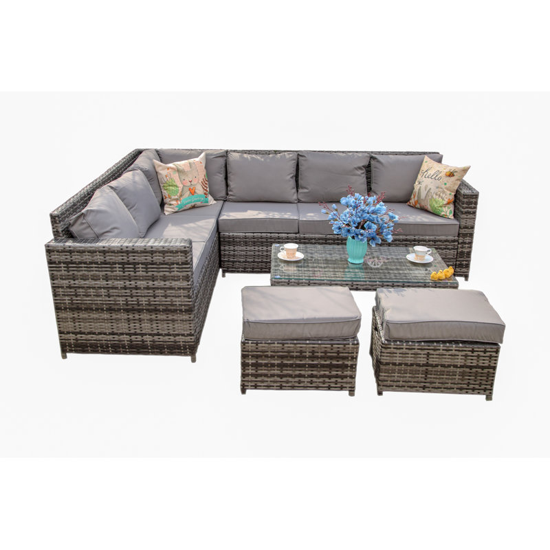 Barkhad 8 - Person Sectional Sofa Set with Cushion, Grey