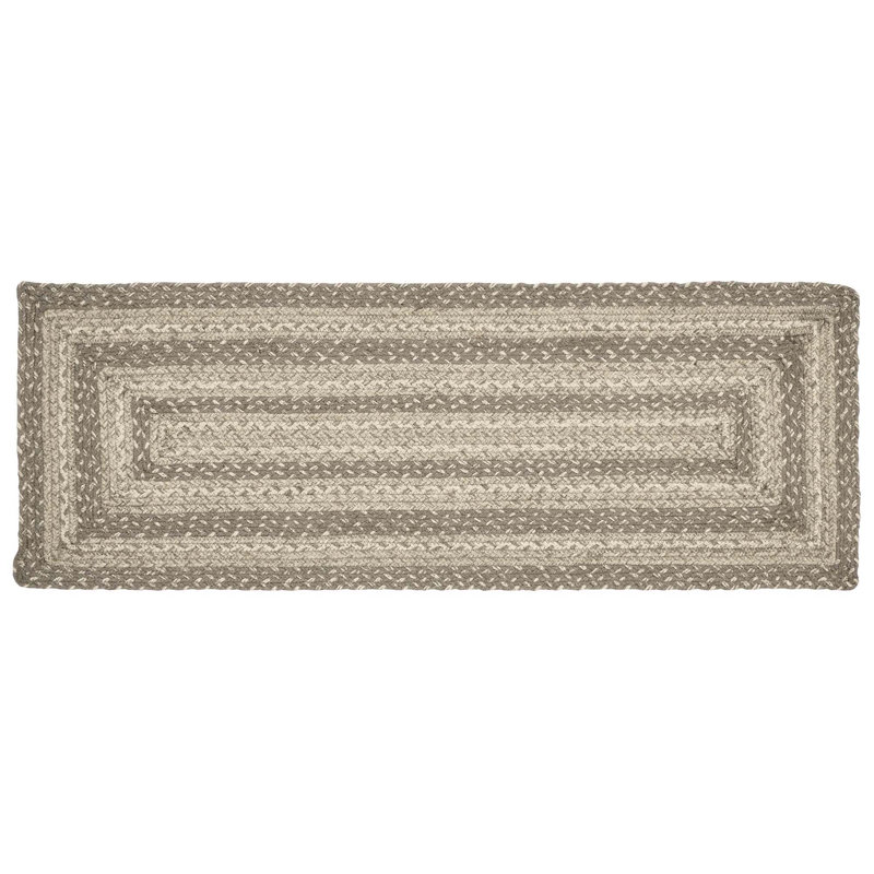 Birtwhistle Jute and Cotton Geometric Table Runner, Khaki/Gray Taupe/Creme