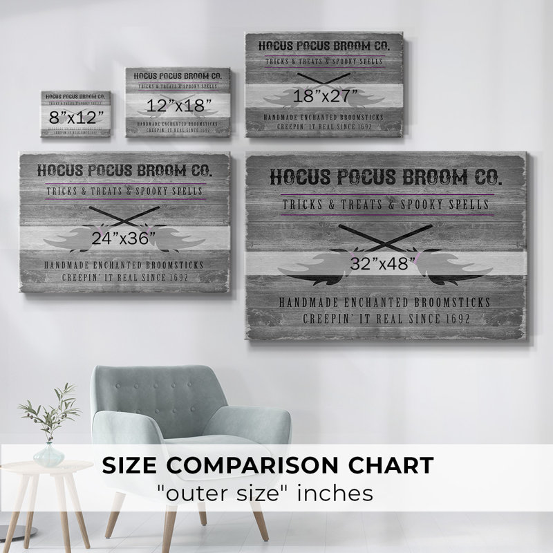 Toile tendue avec balai Hocus Pocus, H 12 po x l 18 po