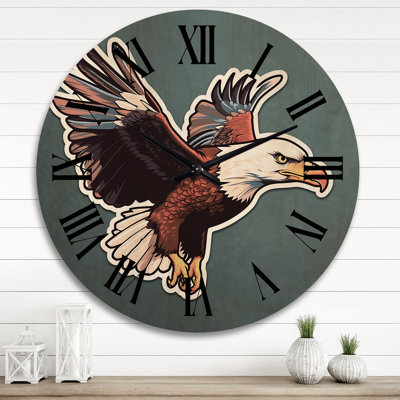 American Bald Eagle I - Animals Eagle Oversized Wood Wall Clock