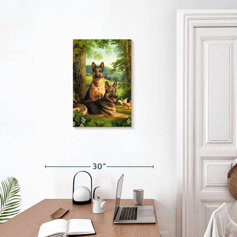 Brampt German Shepherds And Chickens, 24" H x 16" W
