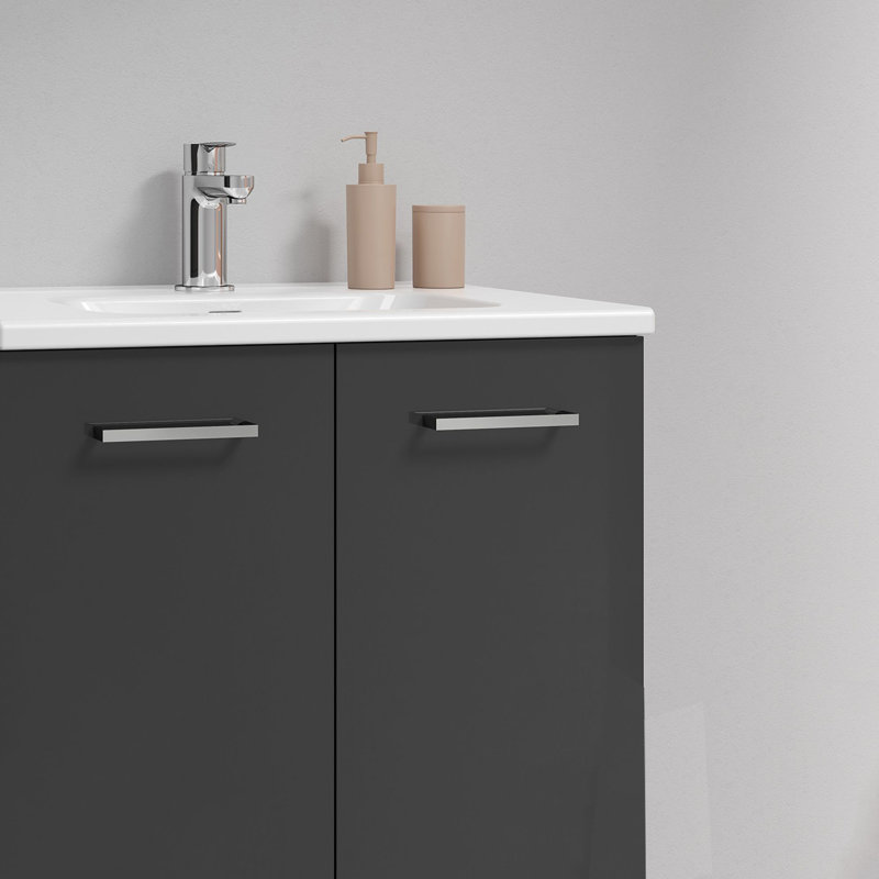Ensemble de meuble-lavabo simple avec miroir Logic, Anthracite, 28"