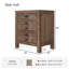 Table de chevet rustique en bois de pin massif à trois tiroirs avec poignées en coupelle et station de charge intégrée-776332221
