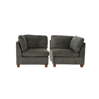 Modulaire - 2 pièces en chenille grise, support de chaise en bois