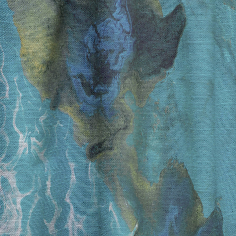Bleu et blanc liquide Art Waves IIII - rideau moderne - obscurcissant - 1 panneau, L 52 po x L 90 po