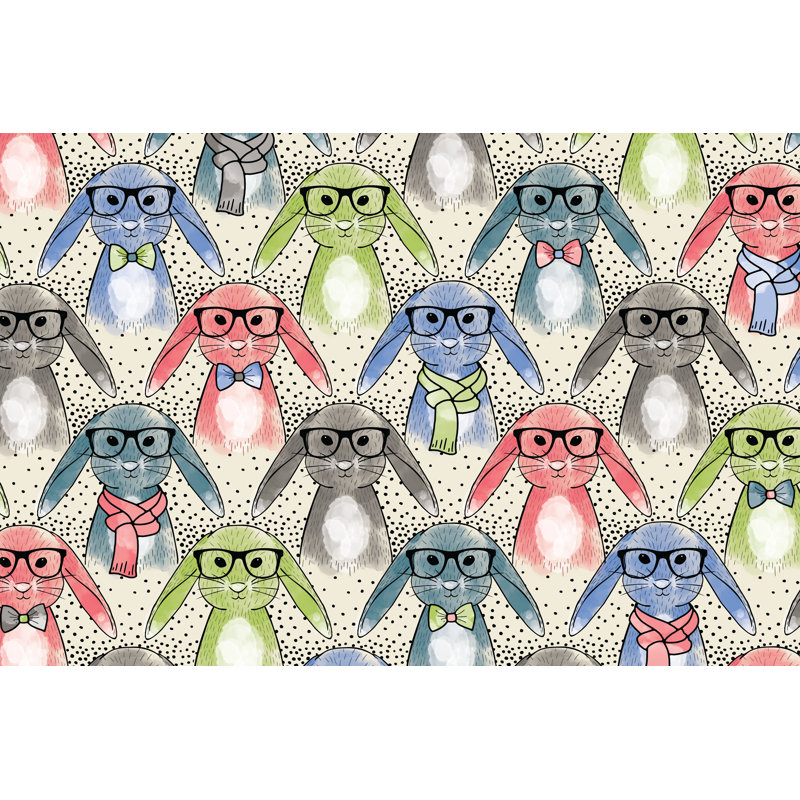 Hipster Bunnies - Wrapped Canvas Art Prints, 30cm H x 46cm W