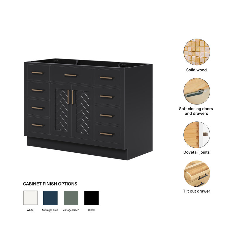 Base de meuble-lavabo simple 48 po Chevron, Noir