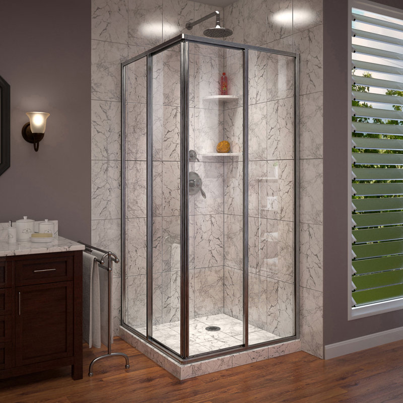 Brushed Nickel 72" Frameless Sliding Corner Shower Enclosure