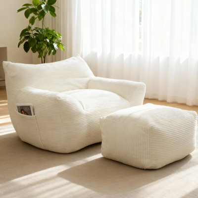 Fauteuil à billes en velours côtelé
