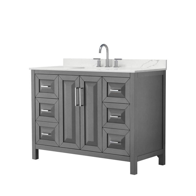 Daria 48 in. Vanity, Giotto Quartz, Gray, Polished Chrome