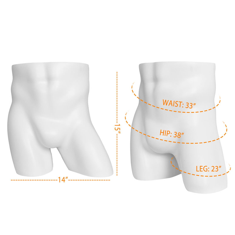 Torse mannequin mâle réaliste pour sous-vêtements de comptoir, taille 33 po, hanche 38 po, idéal pour mettre en valeur des vêtements de bain