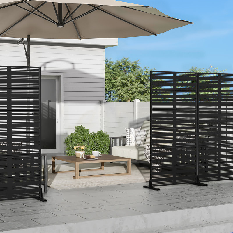 Metal Outdoor Privacy Screen, Noir, H 72 po x l 35 po x P 16 po