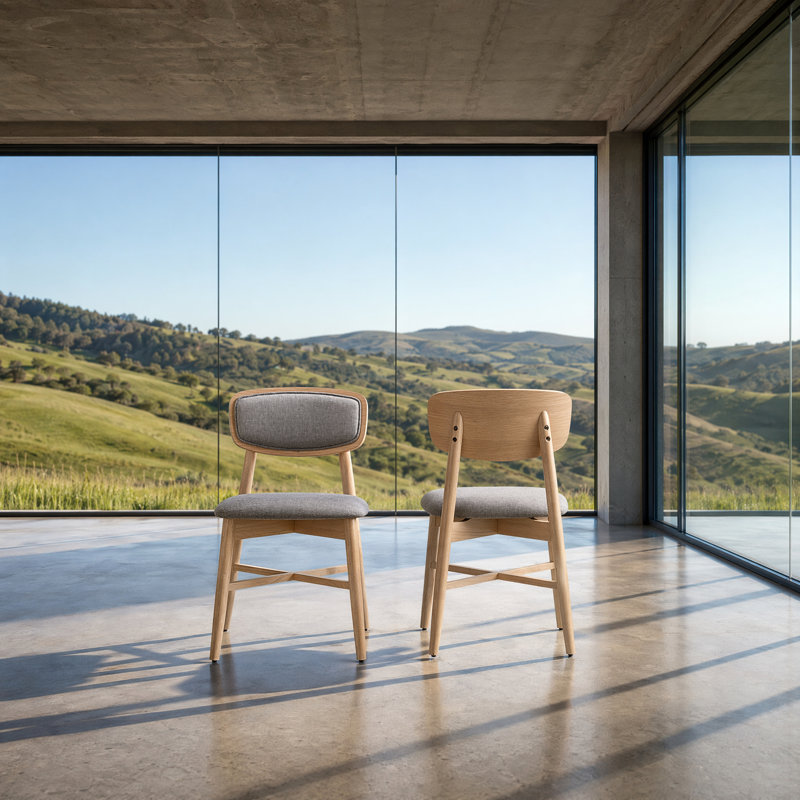 Chaises d'appoint rembourrées avec structure en bois massif, Tanné