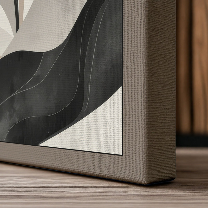 Flowing Petals Minimalist - Wrapped Canvas, 30x20 - 76.2 x 50.8 cm, Taupe Border