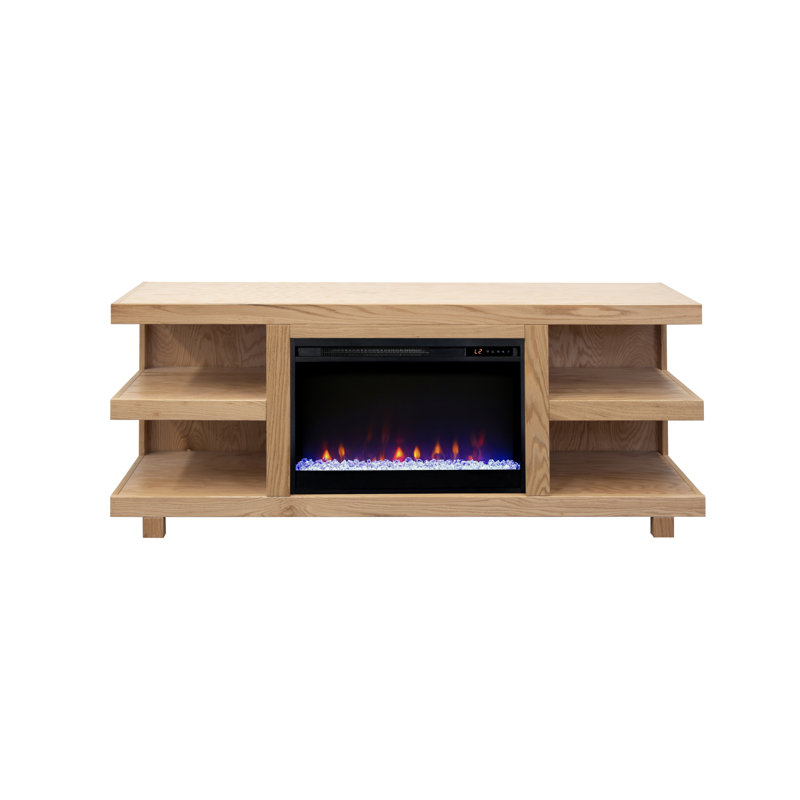 Meuble télé 65 po pour téléviseur de 75 po ou moins, assemblage minimal, H 25 po x L 65 po x l 17 po, Naturel, Oui