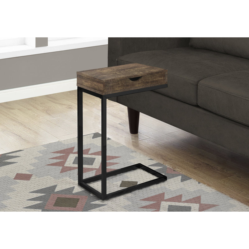 Table d'appoint, en forme de C, bout, côté, collation, tiroir de rangement, salon, chambre à coucher, métal stratifié, contemporain, moderne