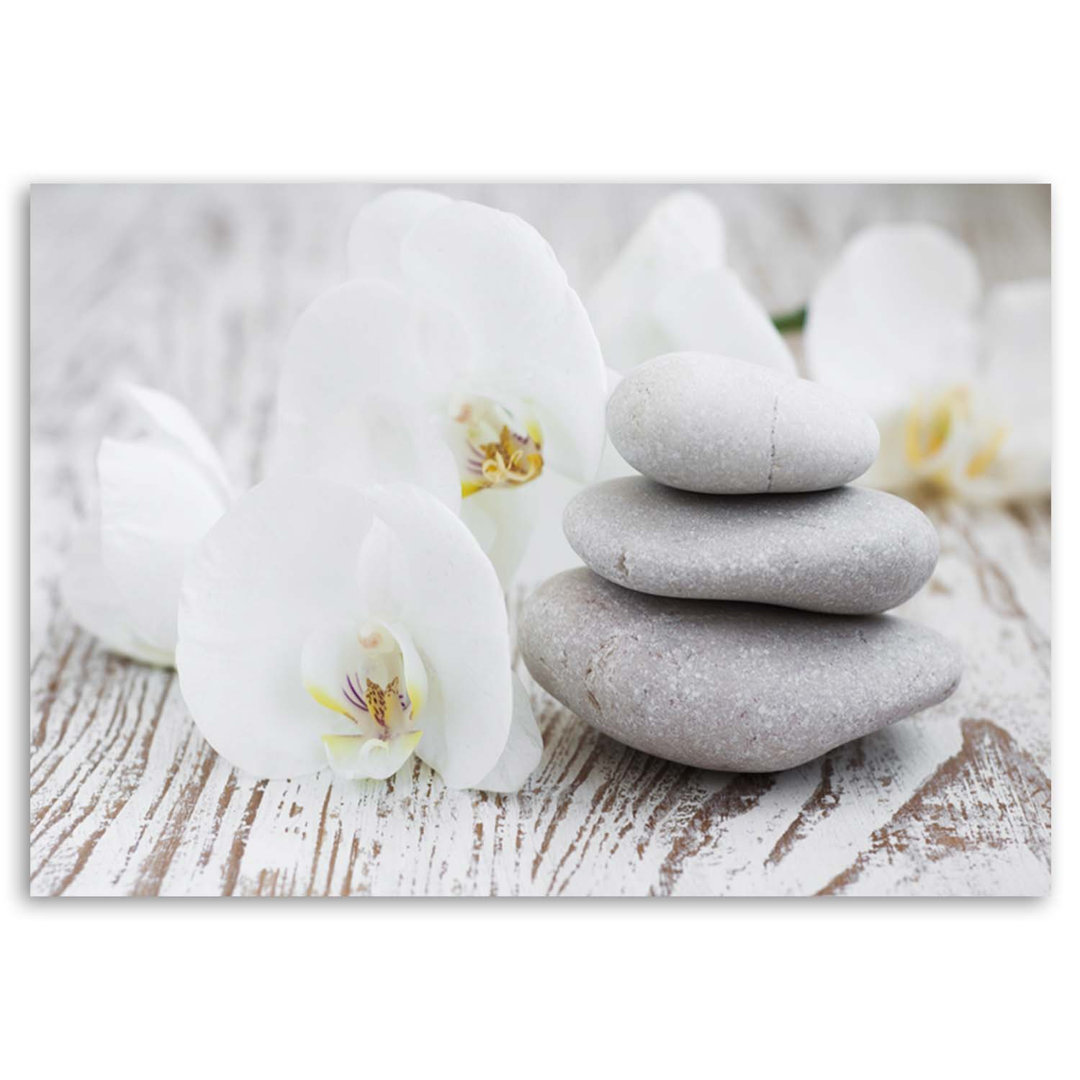 Leinwandbild Orchids Zen Spa Stones