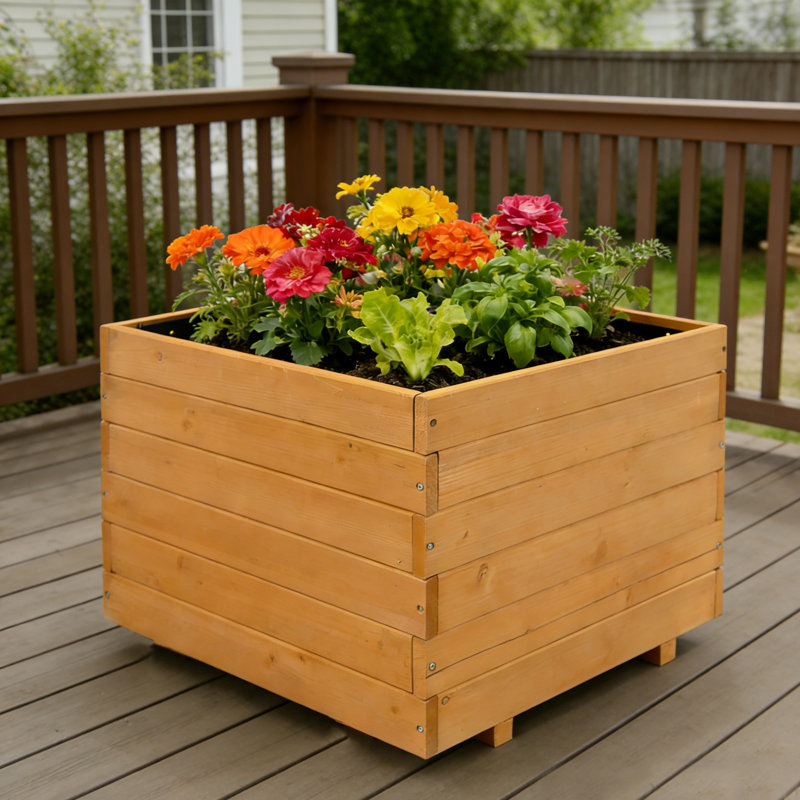 Boîte à fleurs en bois 23,6 po, H 17,7 po x l 23,6 po x P 23,6 po