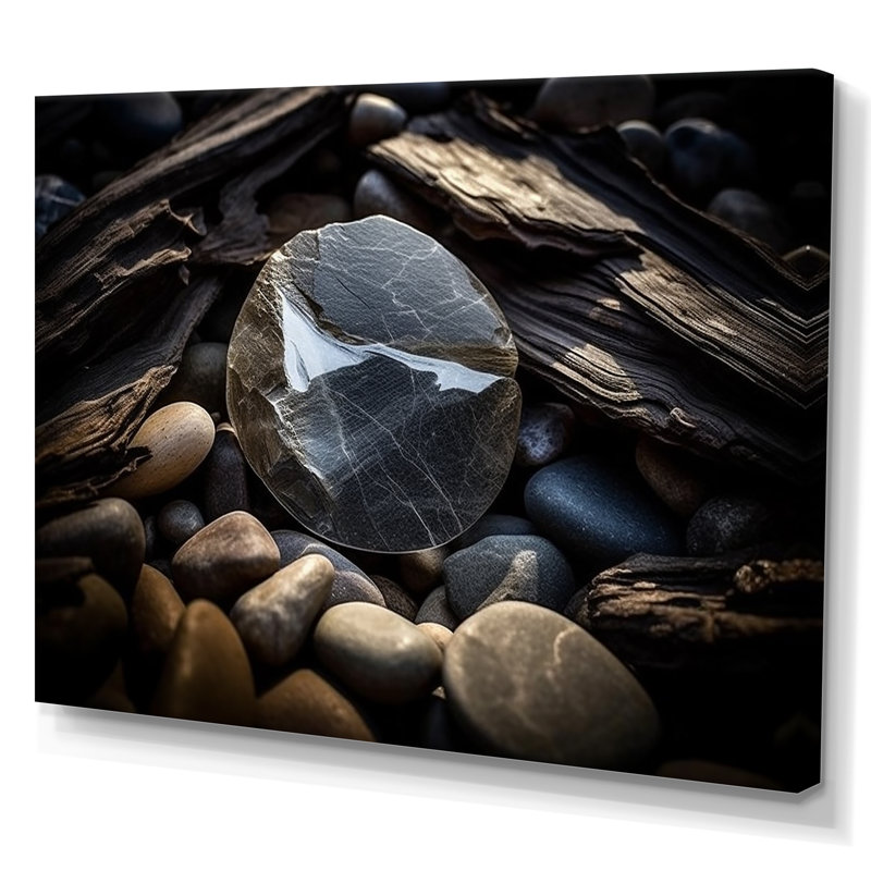 «Stone Geode Charm In Winter», reproduction sur toile, Toile tendue, H 16 po x l 32 po x P 1 po