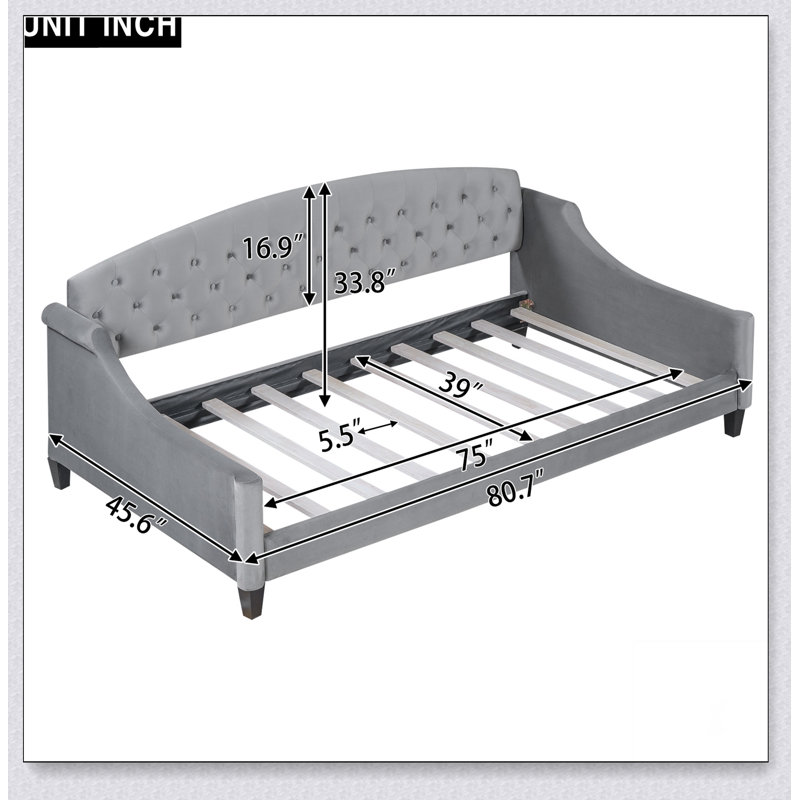 Modern Luxury Tufted Button Daybed, Gray, Twin