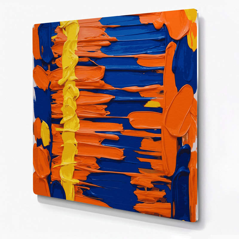 Abstrait couleur champ 46, art mural en métal brun, 8" H x 8" W