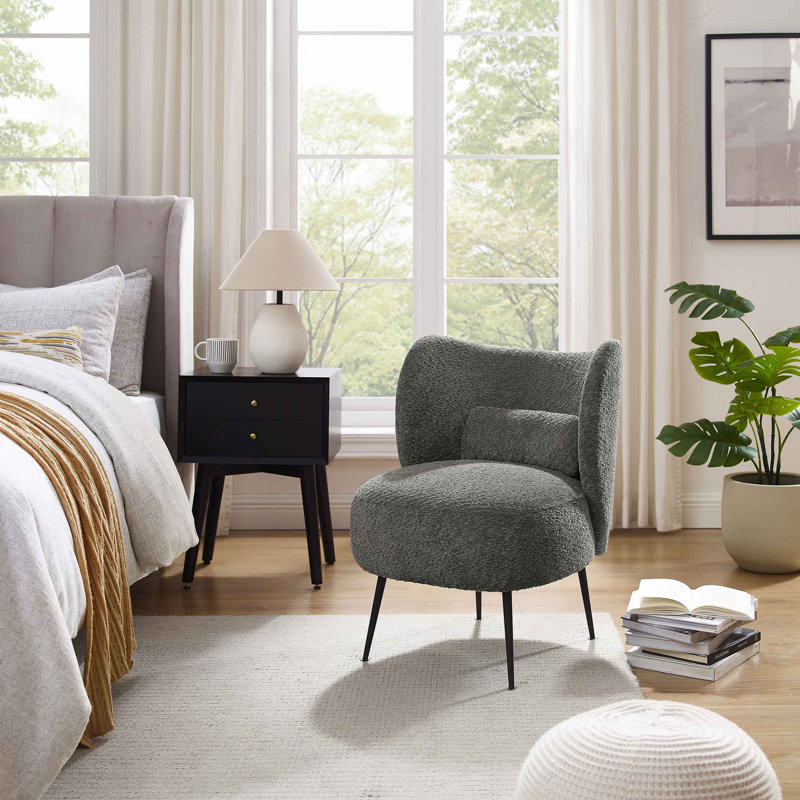 Emiline 61Cm Wide Barrel Chair, Grey Bouclé