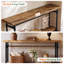 Console de 63 po en bois massif, table de vestibule avec rangement et structure en métal, table basse de salon Farmhouse