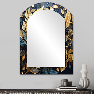 «Black and Gold Leaf Charm In Winter II - Leaves Asymmetric Mirror»