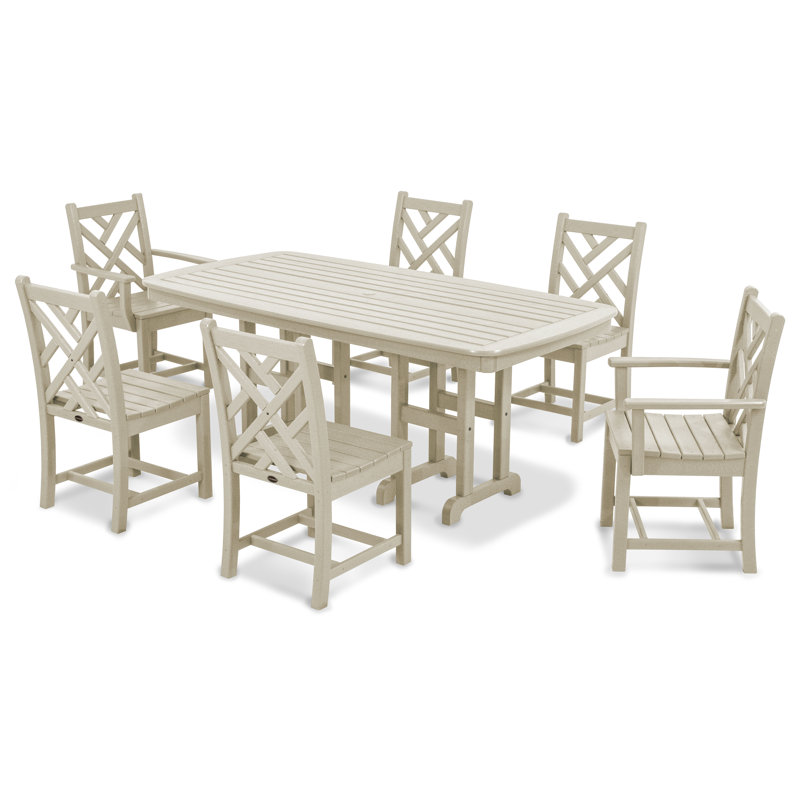 POLYWOOD Chippendale 7-Piece Dining Set, Sand