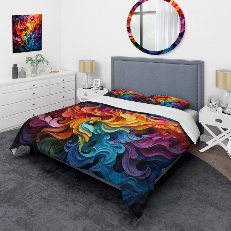 Ensemble de housse de couette en microfibre / polyester Opt Art Vibrant Illusions II Bedding
