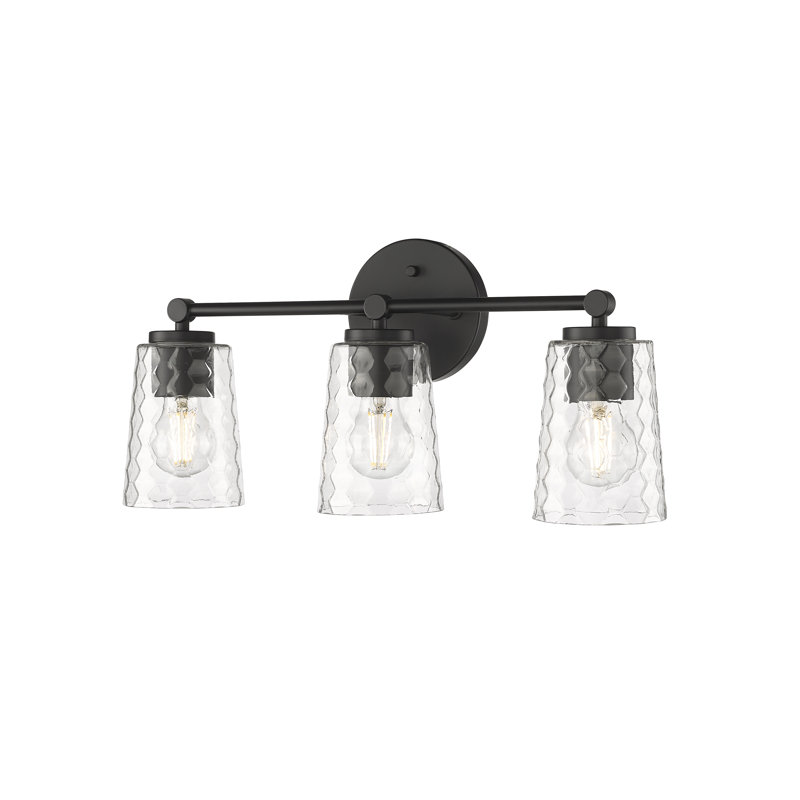 Luminaire de salle de bain à 3 lumières à intensité variable avec verre en nid d'abeille Beneccio