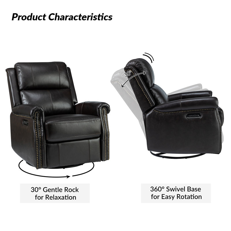 Lark Manor Alaynie Genuine Leather Power Rocking Recliner & Reviews ...